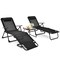 3 Piece Patio Chaise Lounge Set 2 Reclining Chairs with Table Black